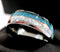 Men's 8mm Tungsten Cupid's Arrow Turquoise Meteorite Inspired Comfort-Fit Band